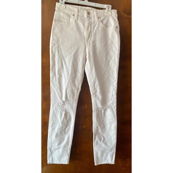Madewell High-Rise Skinny Crop‎ White Distressed Jeans Size 27 - Picture 1 of 9